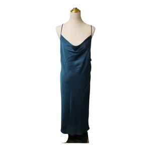 Hello Molly Teal Open Back Slip Dress Maxi Womens Size 8 New